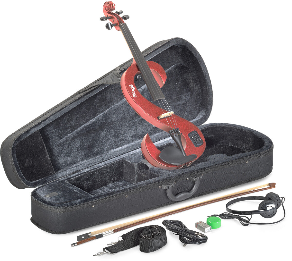 Stagg EVN 4/4 MRD – Elektrisk violin 4/4 sæt, Metallic Red