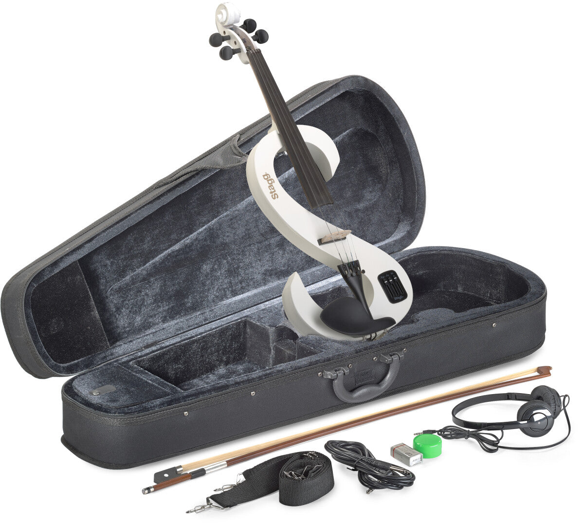 Stagg EVN 4/4 WH – Elektrisk 4/4 violin med tilbehør, hvid