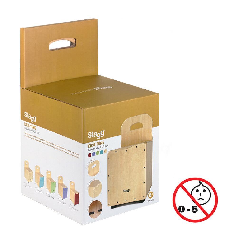 Stagg Basswood Kid'S Cajón With Easygo Backrest, Green Front Board