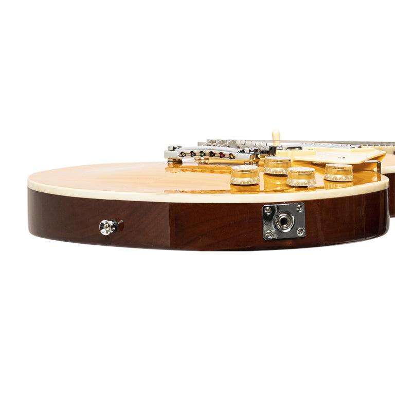 Stagg Deluxe-serien, massiv mahogni med AAA-flammet ahorntop, Honningfarvet