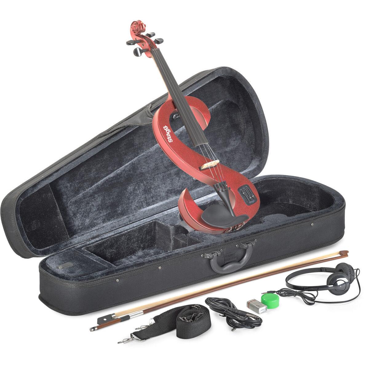 Stagg EVN 4/4 MRD – Elektrisk violin 4/4 sæt, Metallic Red