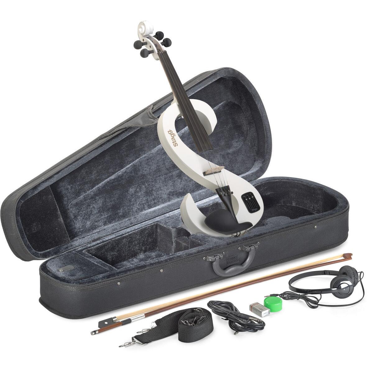 Stagg EVN 4/4 WH – Elektrisk 4/4 violin med tilbehør, hvid
