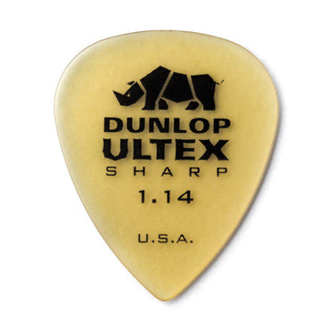 Guitarplekter i Ultex materiale med skarp spids og trykt logo foran