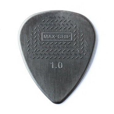 gråt nylon guitarplektrum med teksturen Max-Grip og tykkelsen 1.0 mm