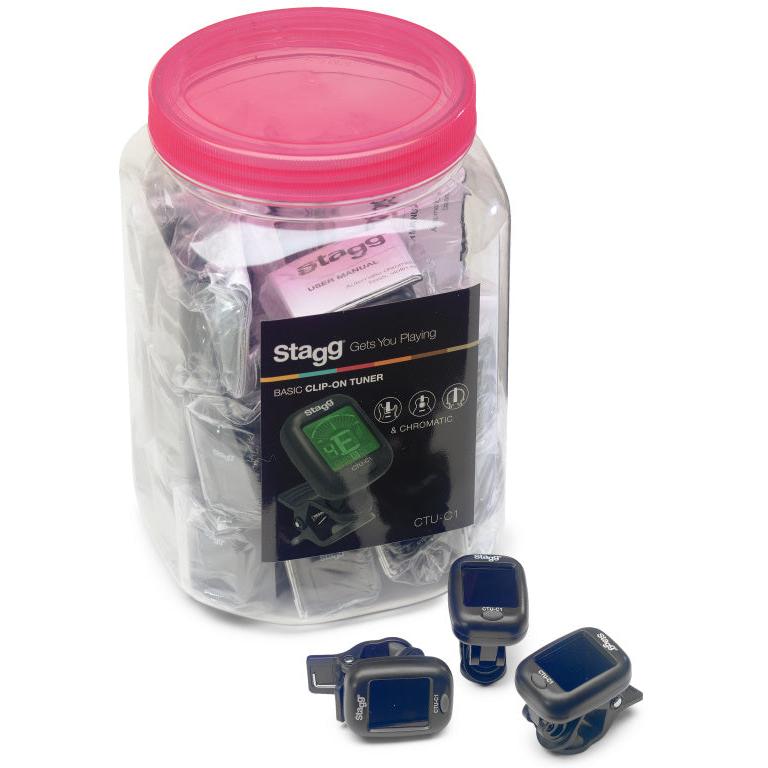 Stagg CTU-C1-30 – Box med 30 sorte automatiske kromatiske clip-on tunere