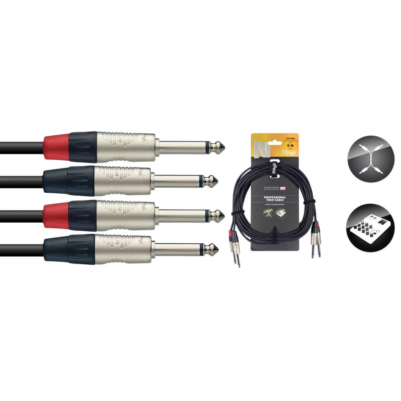 Stagg NTC(X)PR – N Series dobbelt jackkabel 2 x 6,3 mm mono jack