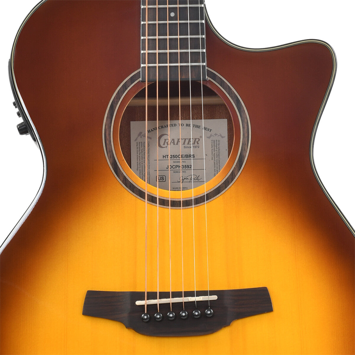 Crafter HT250-CE-BRS – Orchestra western guitar med cutaway og pickup