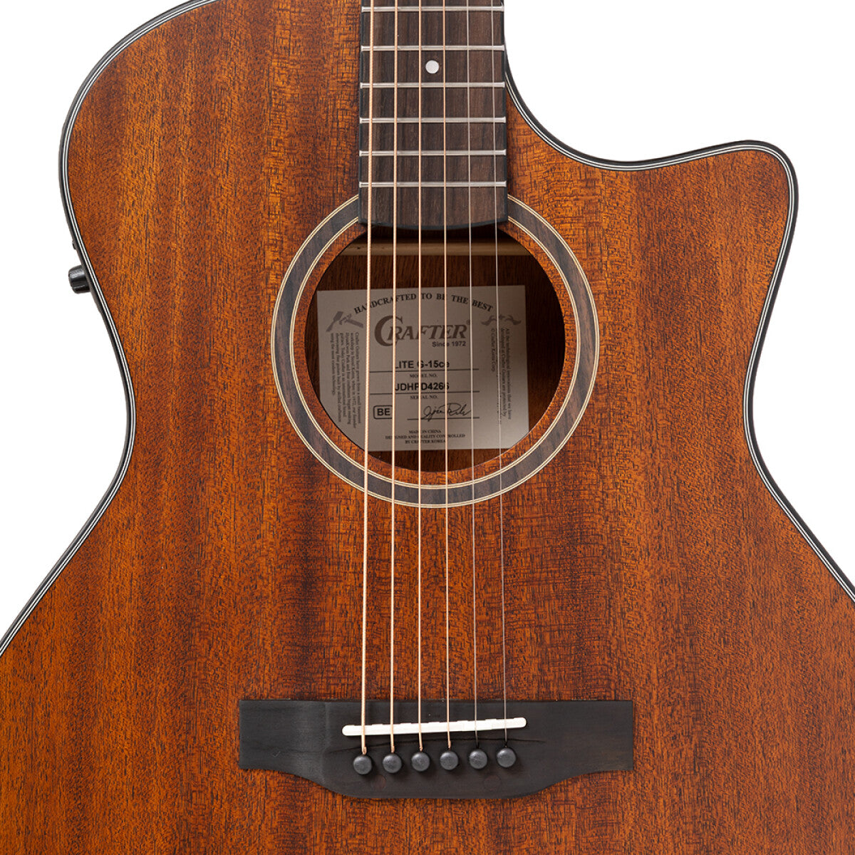 Crafter LITE G15CE – Grand Auditorium western guitar med massiv mahogni top