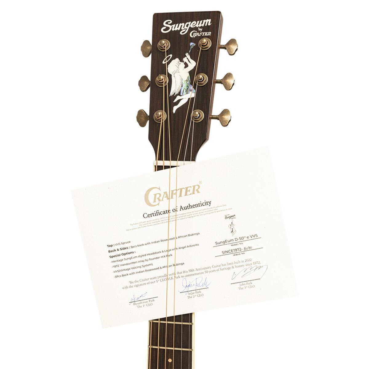 Crafter 50th Anniversary Dreadnought Elektrisk-akustisk Guitar med Solid Torrefied Spruce Dæk