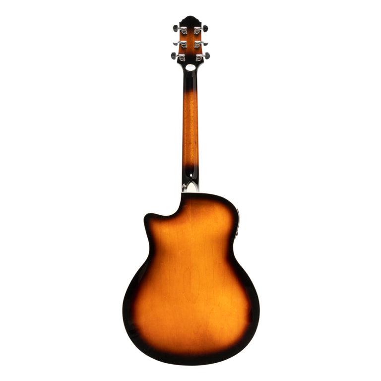 Crafter E/A mini jumbo guitar, Flamed Maple Sunburst