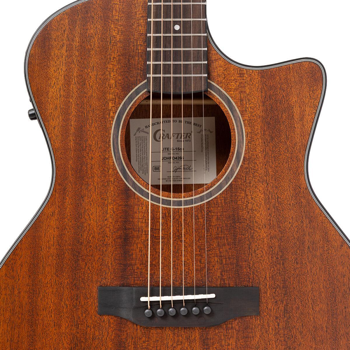 Crafter LITE G15CE – Grand Auditorium western guitar med massiv mahogni top