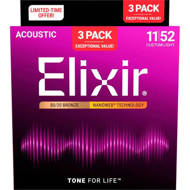 Elixir Nanoweb western-guitar strenge - 3 packs