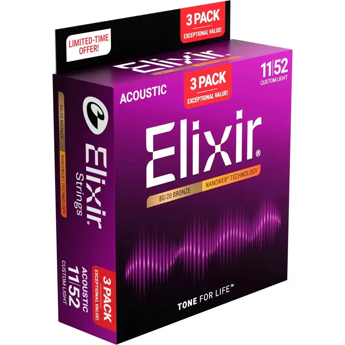 Elixir Nanoweb western-guitar strenge - 3 packs