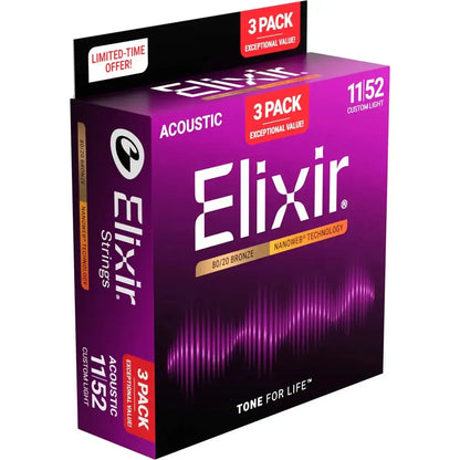 Elixir Nanoweb western-guitar strenge - 3 packs