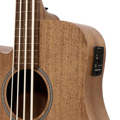 Gold Tone M-BASS25/FL/L Venstrehåndet fretless mikrobas med massiv mahogni-dæk og taske – 25"