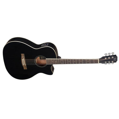 J.N Guitars BES-ACE BK sort auditorium guitar m/massiv gran dæk og B-Band Pick-up
