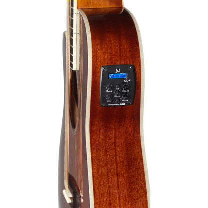 JN Guitars BES-ACE DCB LH Dark cherryburst acoustic-electric auditorium guitar with solid spruce top, left-handed, Bessie