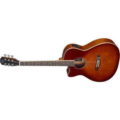 JN Guitars BES-ACE DCB LH Dark cherryburst acoustic-electric auditorium guitar with solid spruce top, left-handed, Bessie