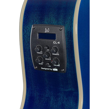 J.N Guitars BES-ACE TBB Transparent blueburst auditorium guitar m/massiv gran dæk og B-Band Pick-Up