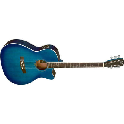 J.N Guitars BES-ACE TBB Transparent blueburst auditorium guitar m/massiv gran dæk og B-Band Pick-Up