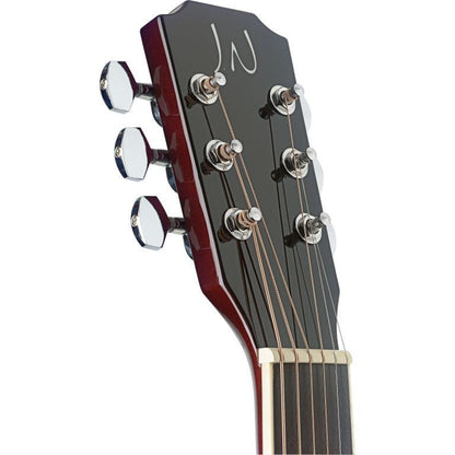 J.N Guitars BES-ACE TRB Transparent redburst auditorium guitar m/massiv gran dæk og B-Band Pick-Up