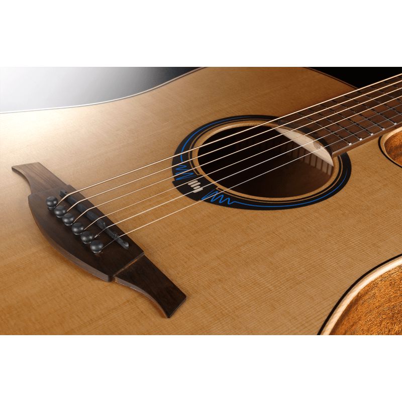 Lag Guitars THV10DCE-LB Hyvibe, cutaway, satin, softcase
