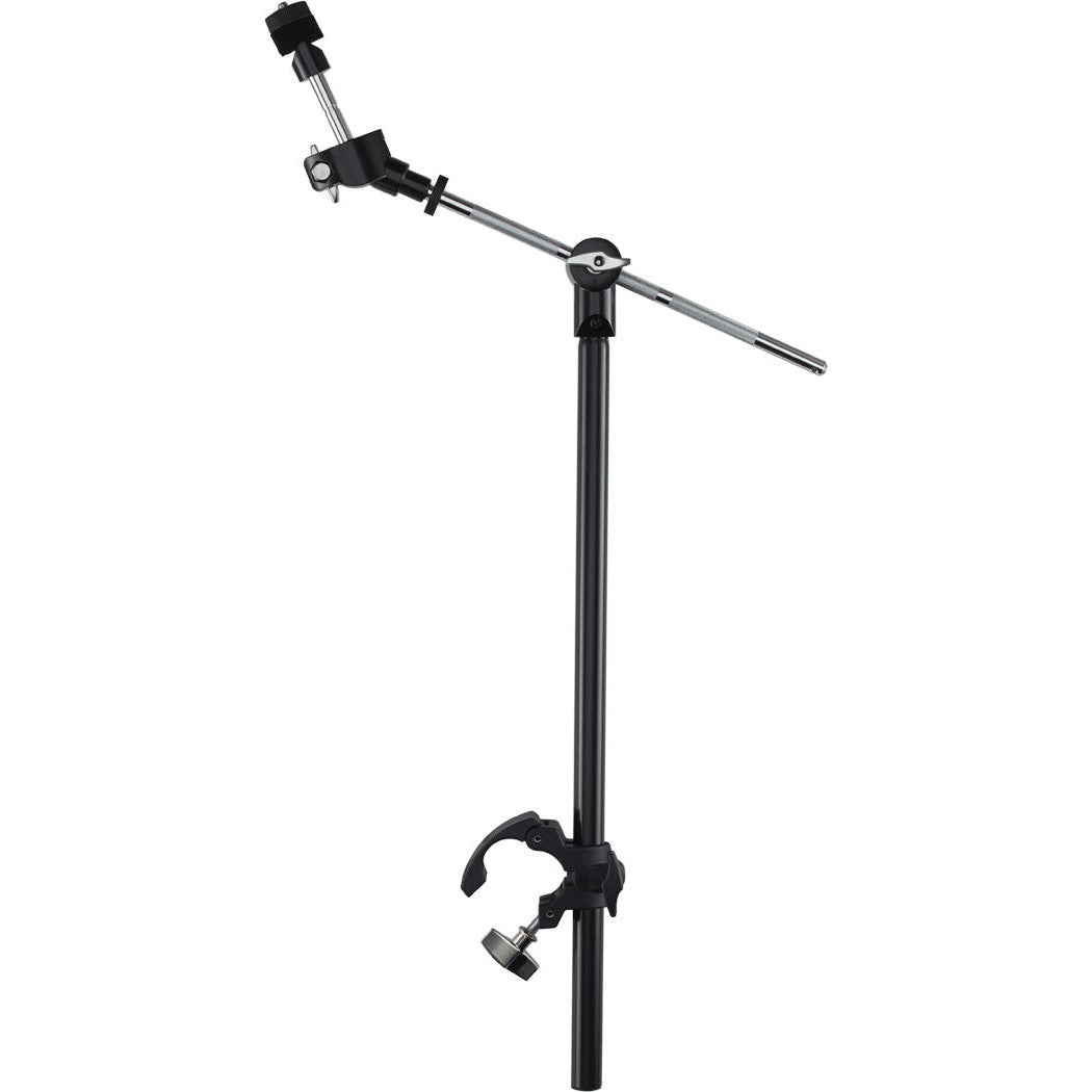 Sort cymbalstativ med justerbar arm til trommesæt og percussioninstrumenter
