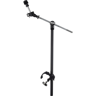 Sort cymbalstativ med justerbar arm til trommesæt og percussioninstrumenter