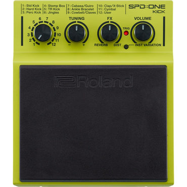 Roland SPD-One elektronisk trommepad i limegrøn med sorte knapper og justeringsfunktioner