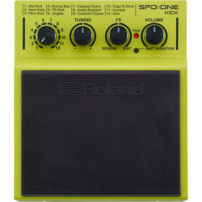 Roland SPD-One elektronisk trommepad i limegrøn med sorte knapper og justeringsfunktioner