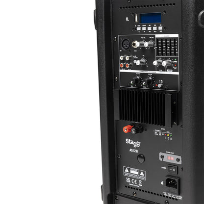Stagg AS12B EU+UK – 12" batteridrevet aktiv højttaler med Bluetooth og 2 trådløse mikrofoner