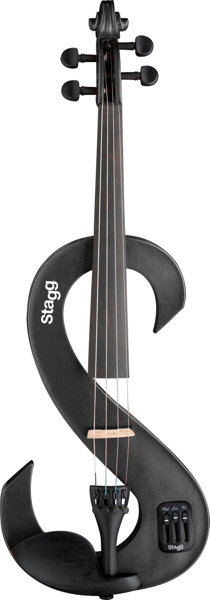 Stagg EVN 4/4 MBK – Elektrisk 4/4 violin med tilbehør, Metallic Black