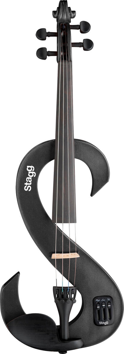 Stagg EVN 4/4 MBK – Elektrisk 4/4 violin med tilbehør, Metallic Black