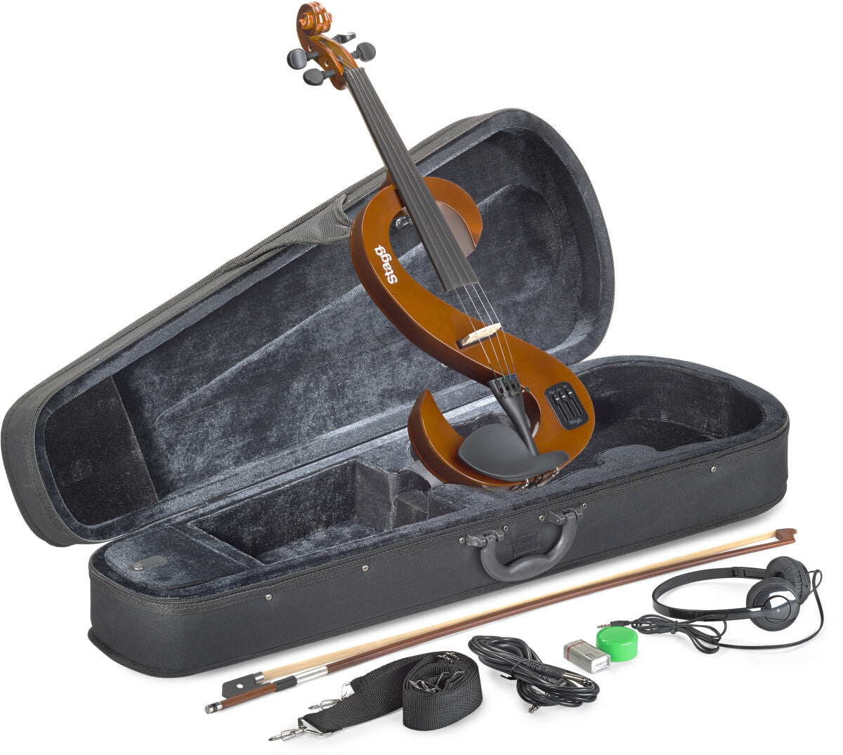 Stagg EVN 4/4 VBR – Elektrisk 4/4 violin med tilbehør, Violinburst