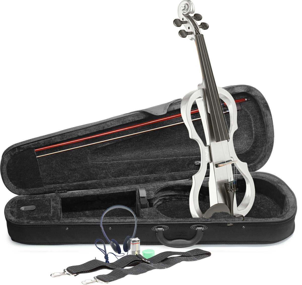 Stagg EVN X-4/4 WH – Elektrisk 4/4 violin med tilbehør, hvid