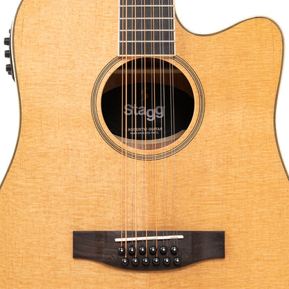 Stagg SA45 DCE-FM/12 – 12-strenget elektro-akustisk western-guitar (dreadnought, cutaway)