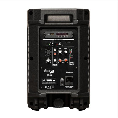 STAGG AS8B EU+UK 8" 2-way active speaker, class D, Bluetooth TWS Stereo, UHF mic, 125 watts, battery powered