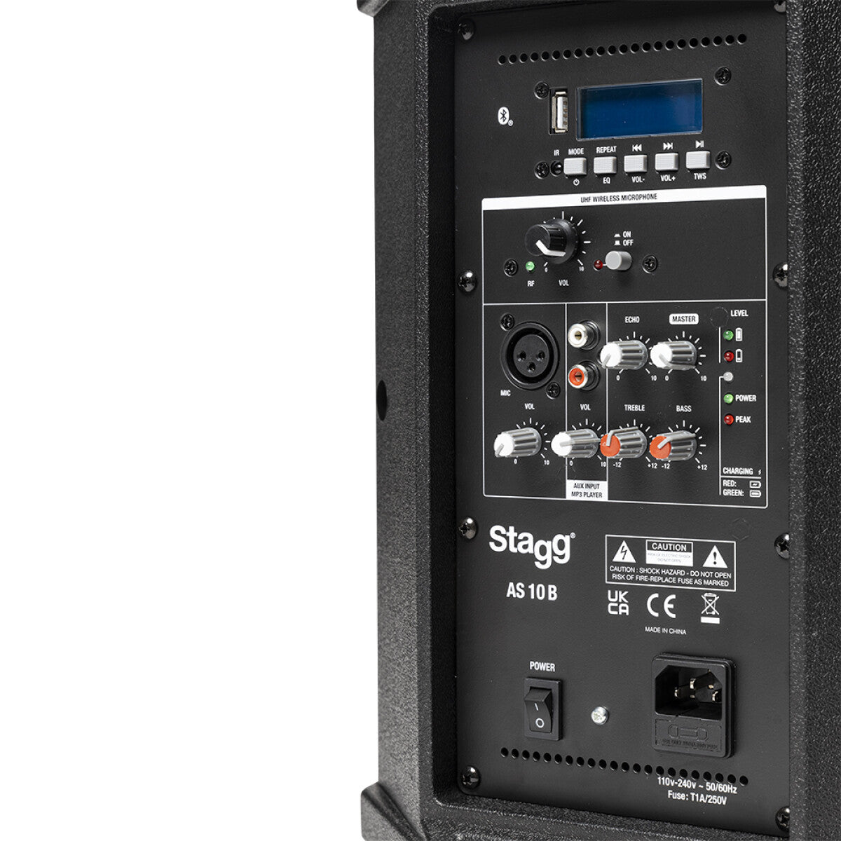 Stagg AS10B EU+UK – Batteridrevet aktiv 10" PA-højttaler med Bluetooth og trådløs mikrofon