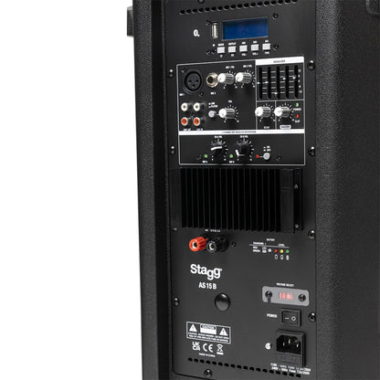 Stagg AS15B EU+UK – 15" aktiv batterihøjttaler med Bluetooth og 2 trådløse mikrofoner