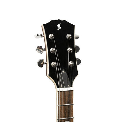 Stagg Deluxe-serien, massiv mahogni med AAA-flammet ahorntop, Honningfarvet