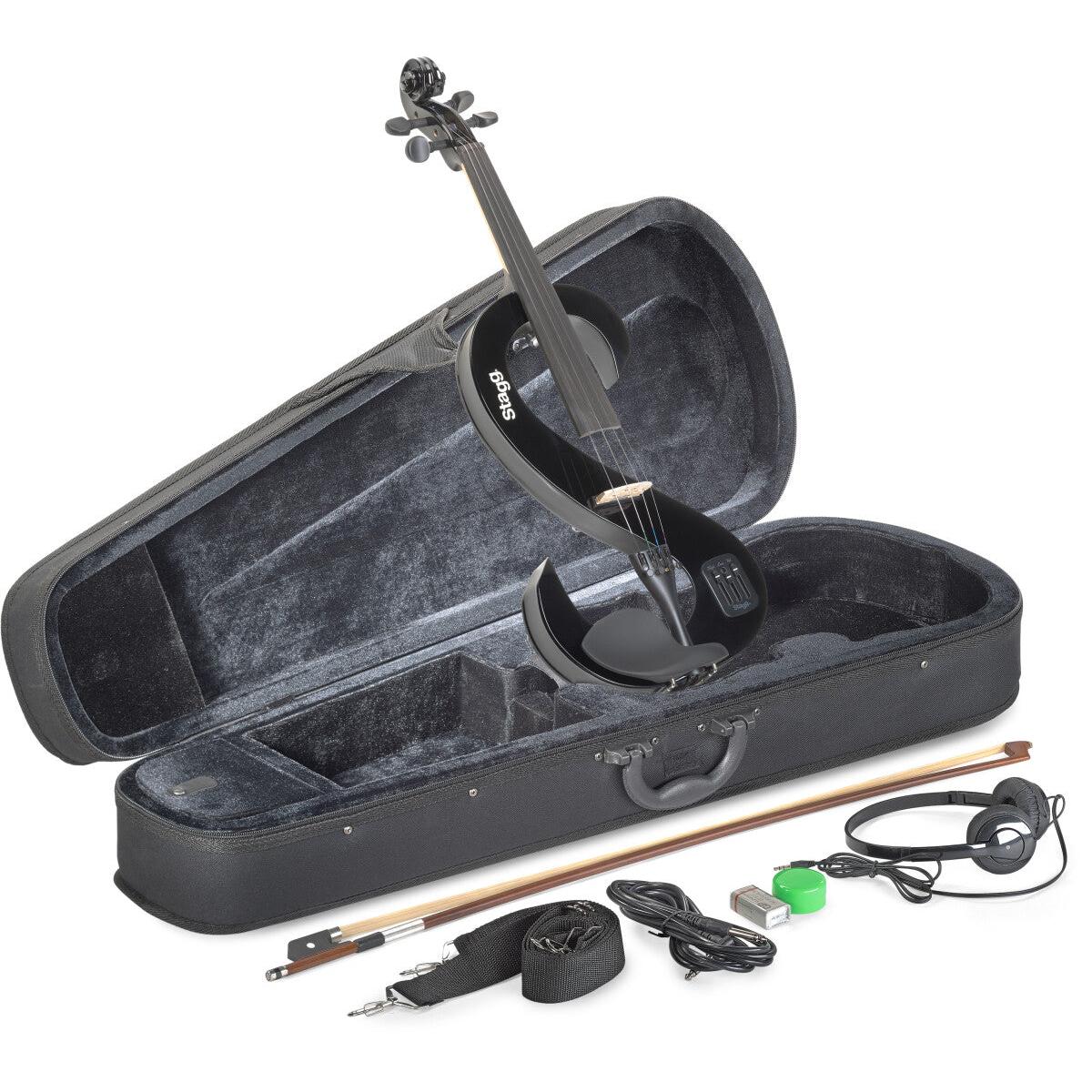 Stagg EVN 4/4 BK – Elektrisk violin 4/4, sort, komplet sæt
