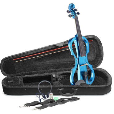 Stagg EVN X-4/4 MBL – Elektrisk 4/4 violin med tilbehør, Metallic Blue