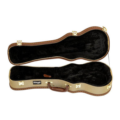 Stagg GCX-UKC GD – Hardcase til koncert ukulele, vintage tweed guld