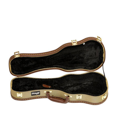Stagg GCX-UKS GD – Hardcase til sopran ukulele, vintage tweed guld
