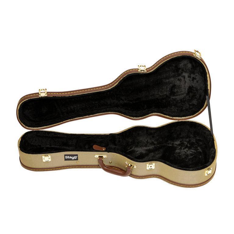 Stagg GCX-UKT GD – Hardcase til tenor ukulele, vintage tweed guld