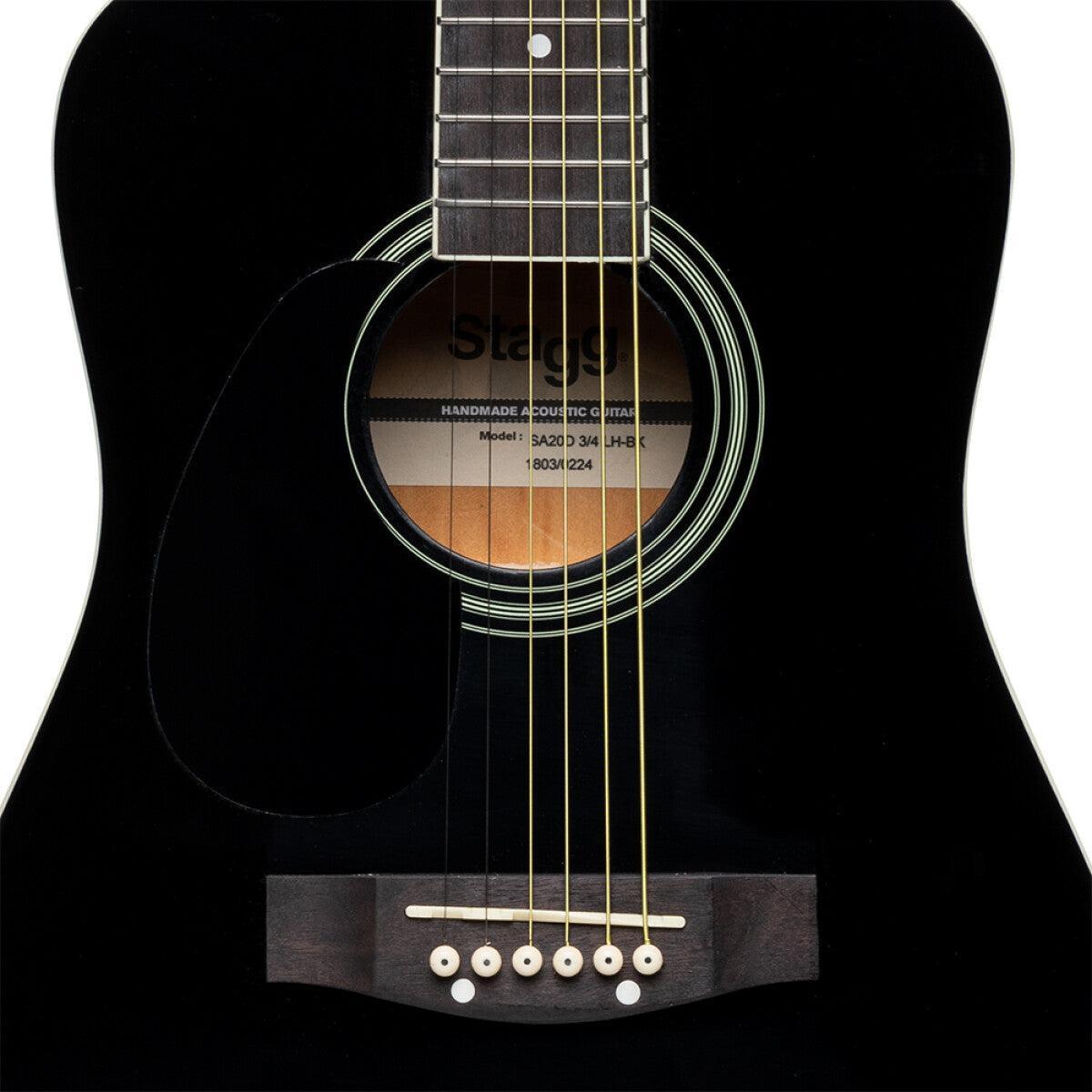 Stagg SA20D 3/4 LH-BK – Venstrehåndet western-guitar (3/4, sort)