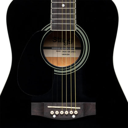 Stagg SA20D 3/4 LH-BK – Venstrehåndet western-guitar (3/4, sort)