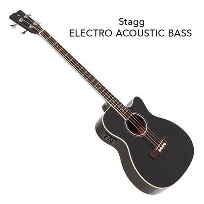 Stagg SA40BASS ACE-BK – Akustisk/elektrisk jumbo bas i sort højglans