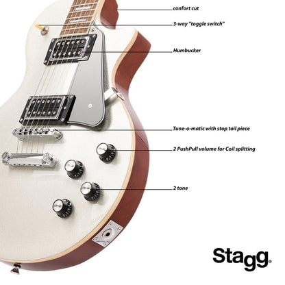 Stagg SEL-STD SILVER – Standard Series elguitar med mahognikrop og sølvfarvet dæk