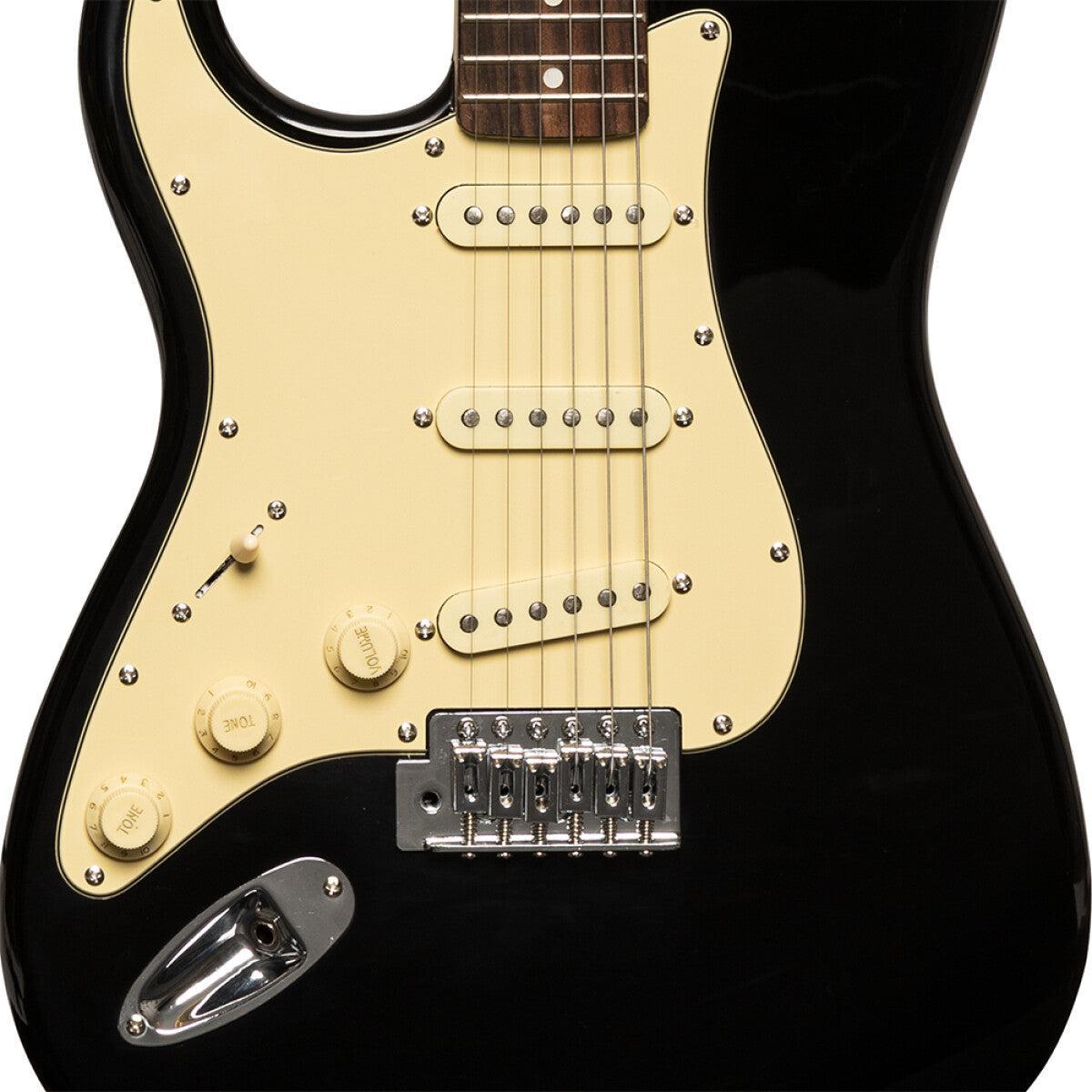 Stagg SES-30 BK LH – Venstrehåndet elguitar (sort)